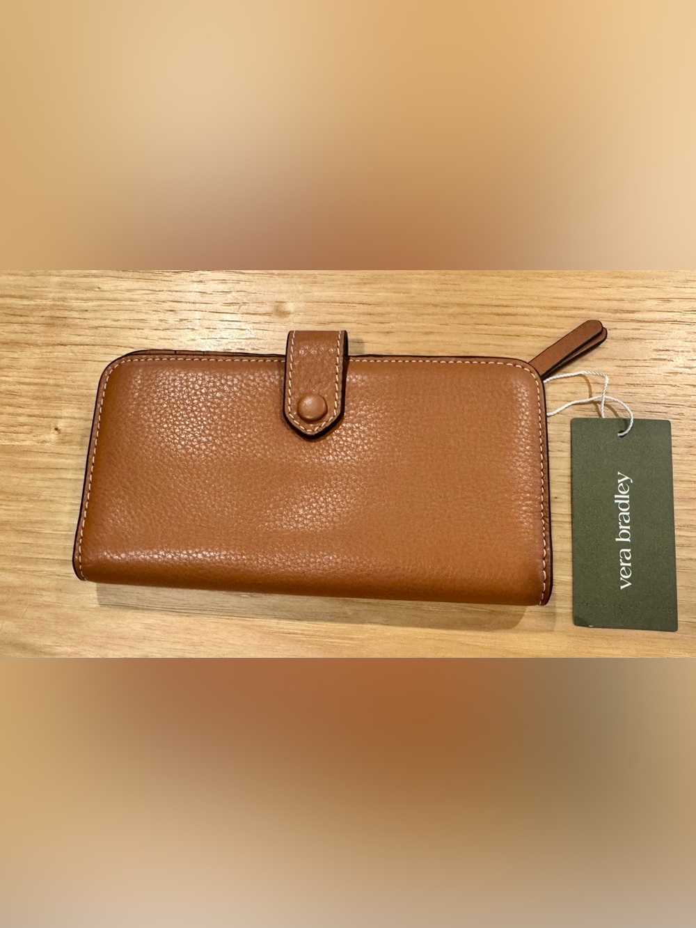 Vera Bradley Tab Wallet Roasted Pecan (Pebbled Leather Snap Wallet)